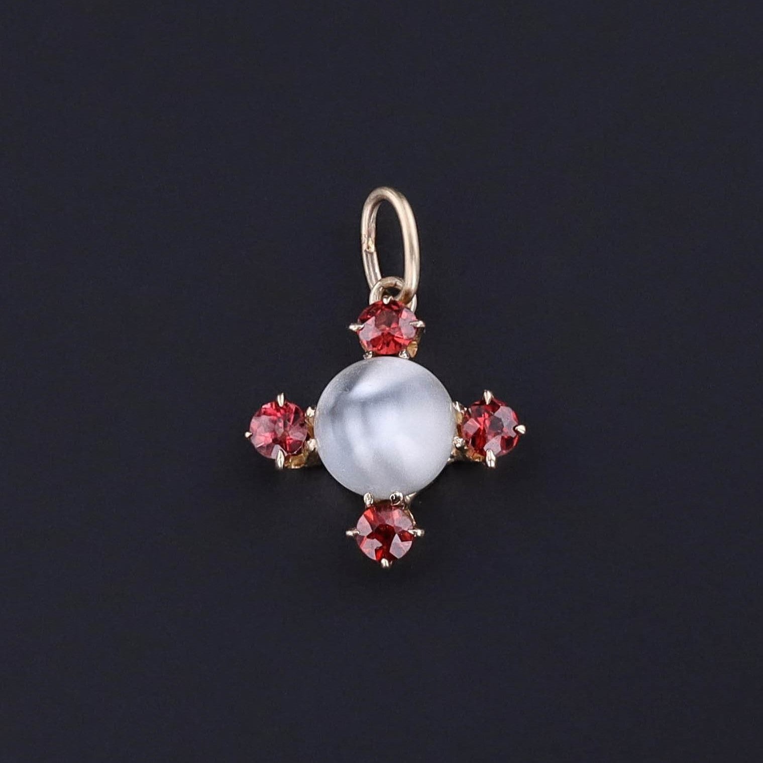 Antique Moonstone & Garnet Charm - Trademark Antiques