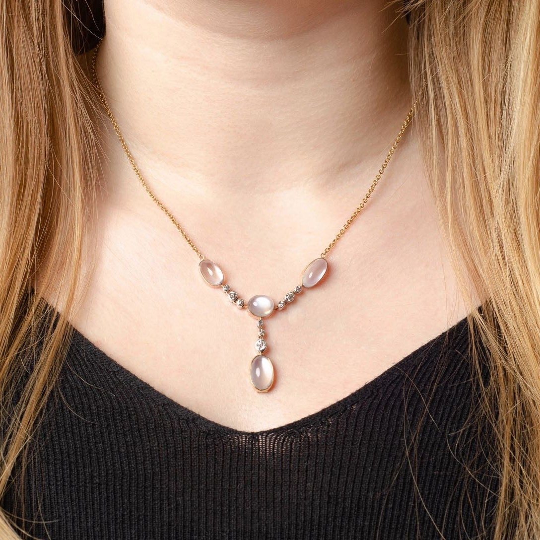 Antique Moonstone Necklace of 14k Gold - Trademark Antiques