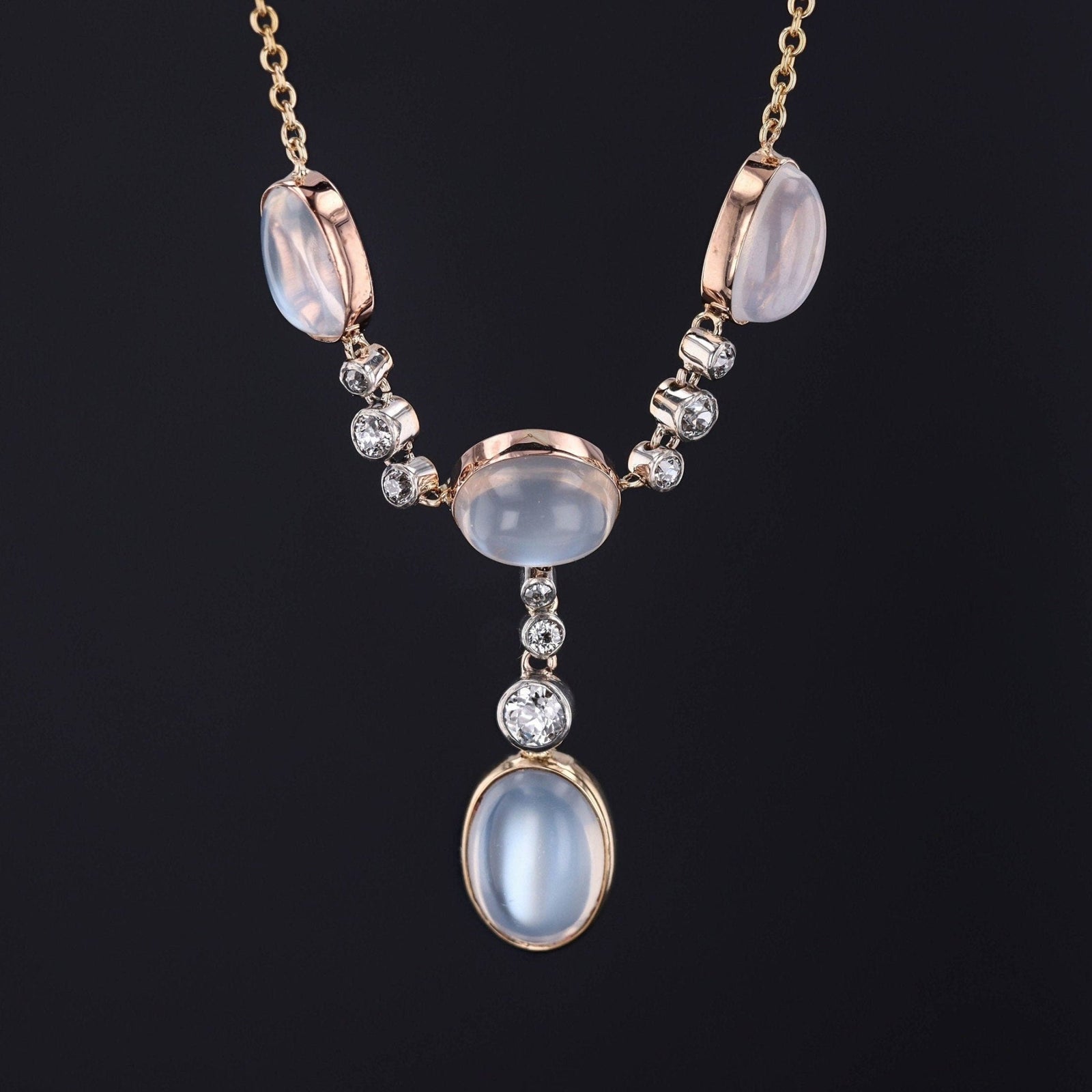 Antique Moonstone Necklace of 14k Gold - Trademark Antiques