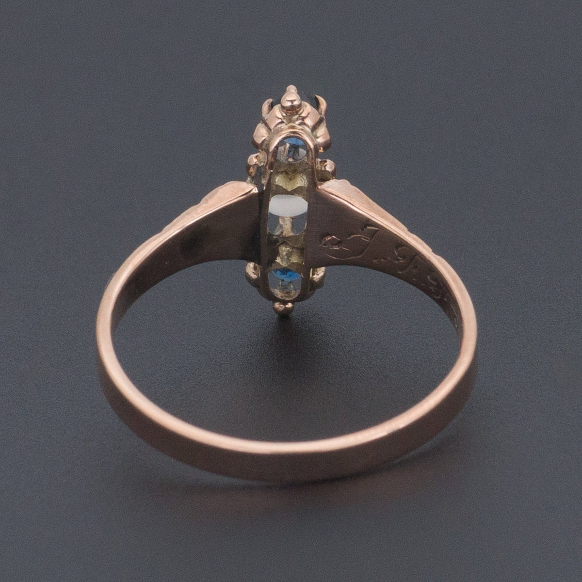 Antique Moonstone Ring | Moonstone &amp; Blue Sapphire Ring - Trademark Antiques