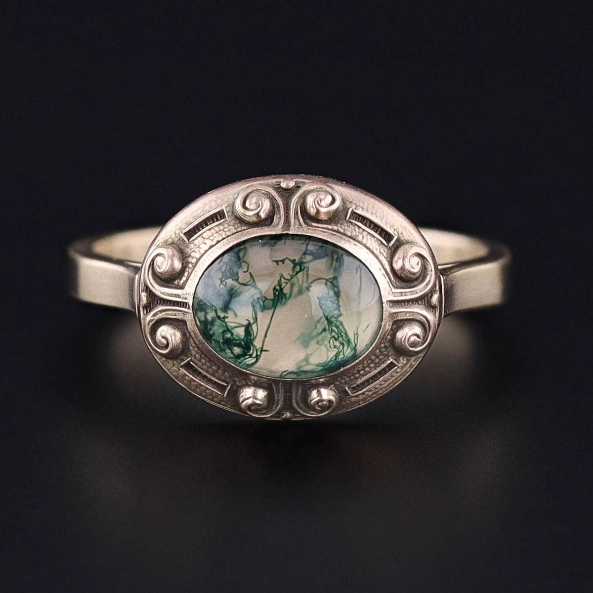 Antique Moss Agate Conversion Ring of 14k Gold - Trademark Antiques