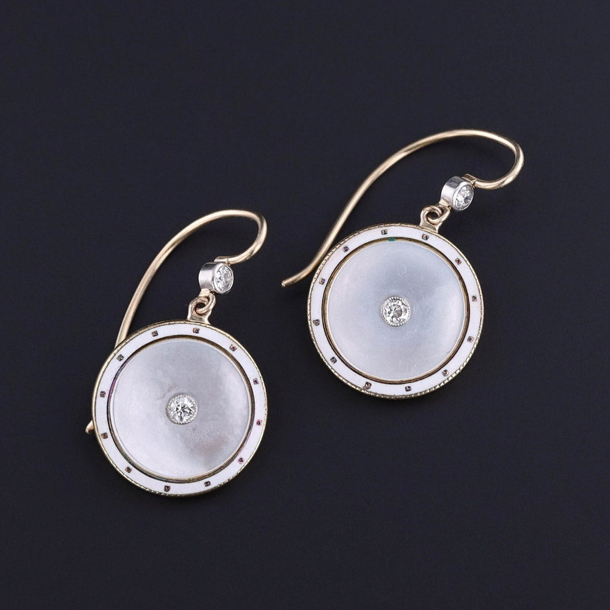 Antique Mother of Pearl Earrings of 14k Gold - Trademark Antiques