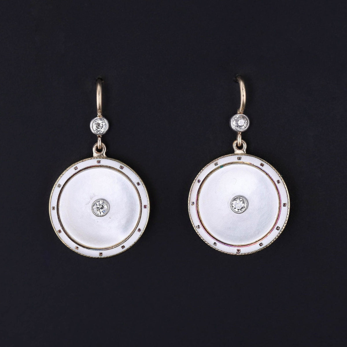 Antique Mother of Pearl Earrings of 14k Gold - Trademark Antiques