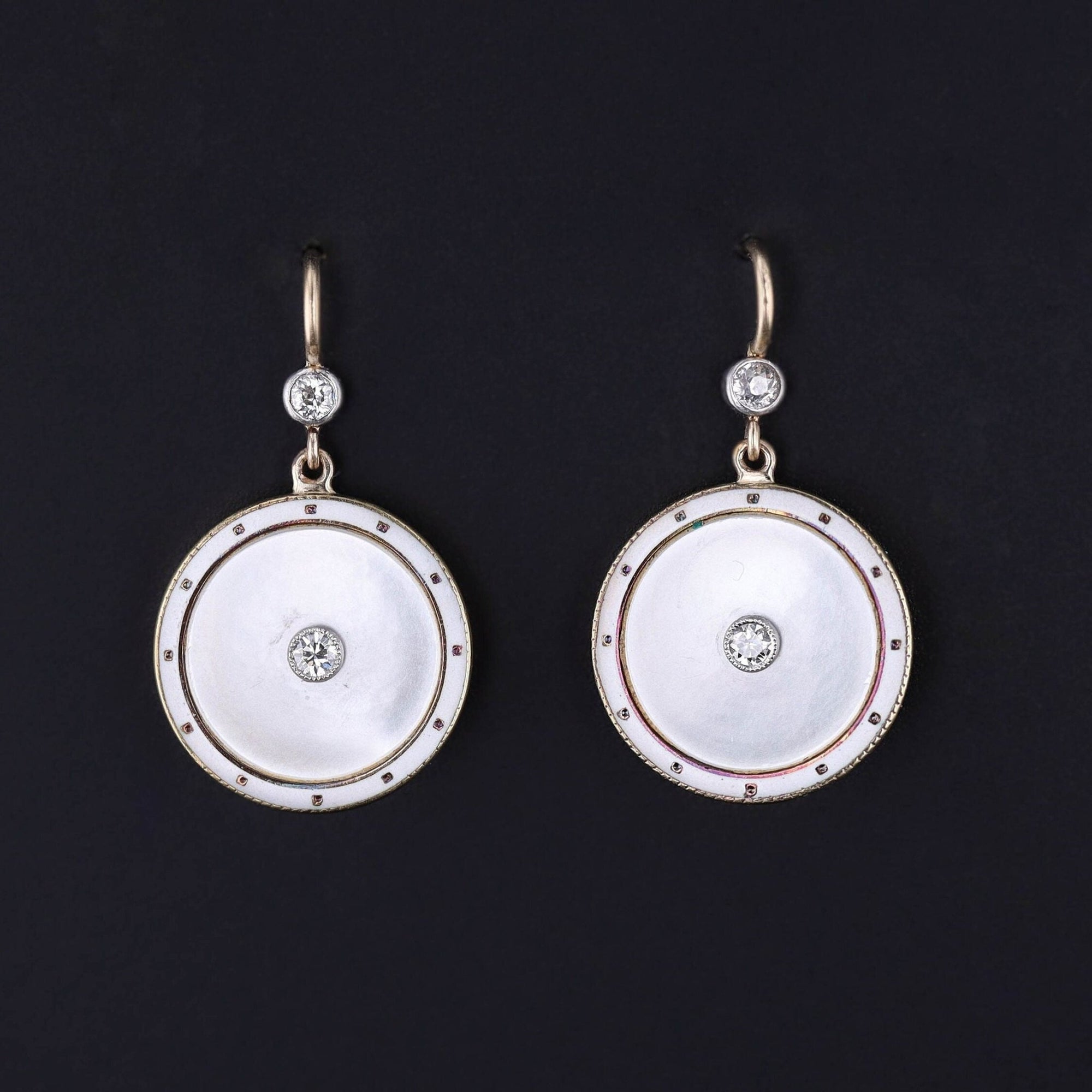 Antique Mother of Pearl Earrings of 14k Gold - Trademark Antiques