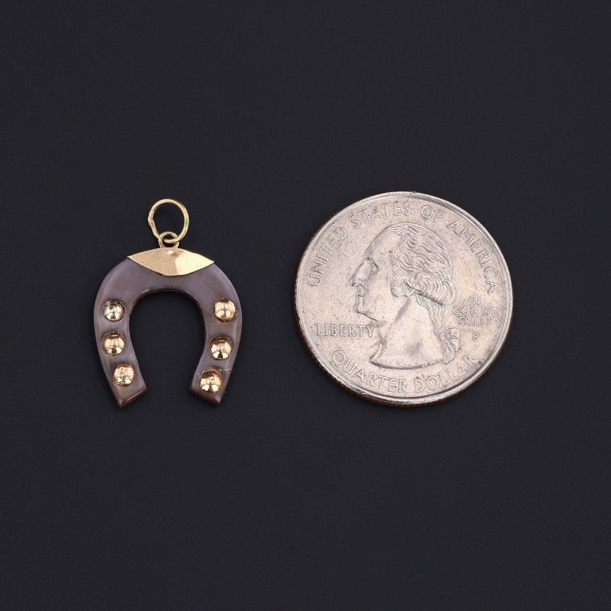 Antique Mother of Pearl Horseshoe Pendant of 18k Gold - Trademark Antiques