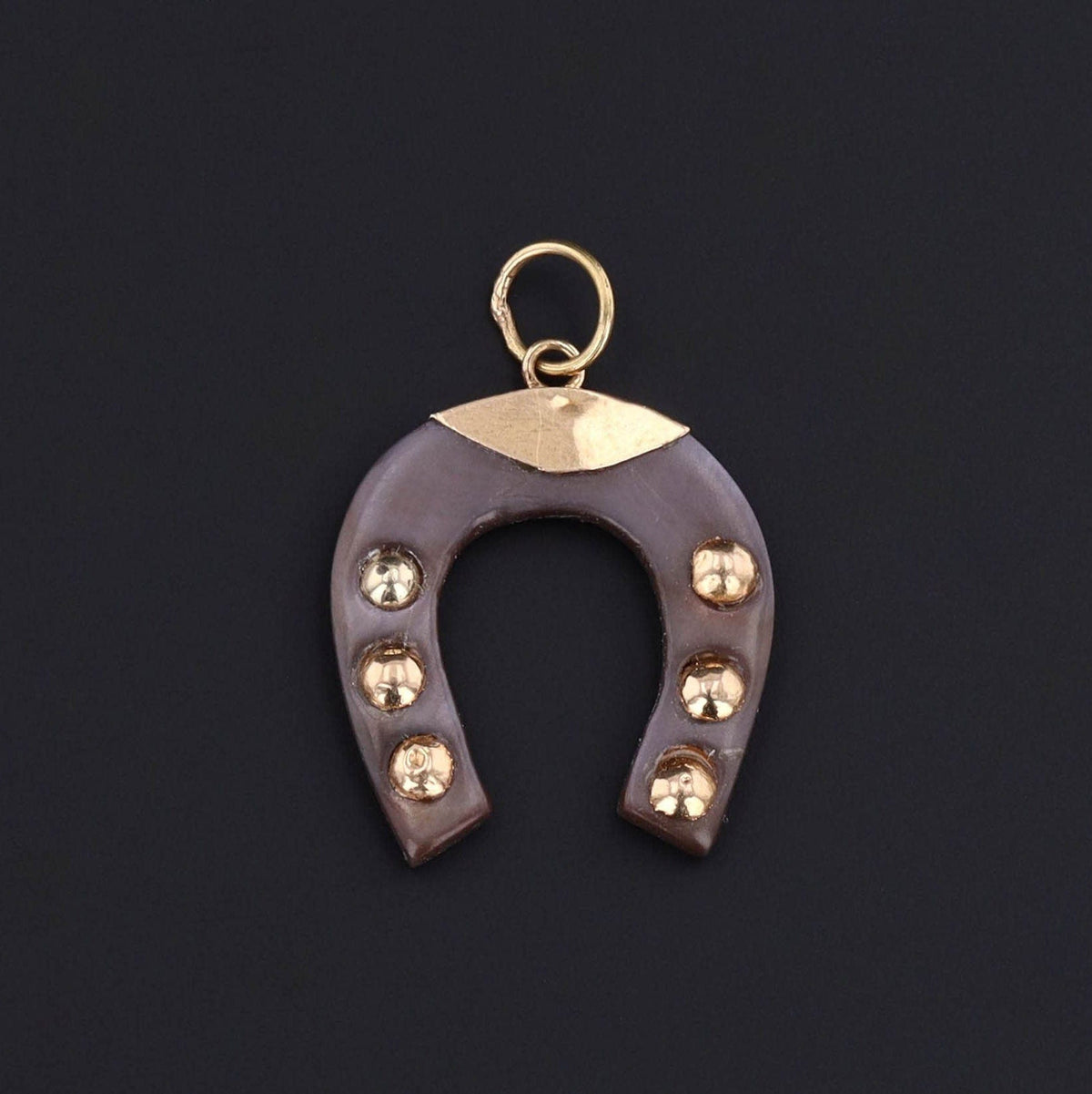 Antique Mother of Pearl Horseshoe Pendant of 18k Gold - Trademark Antiques