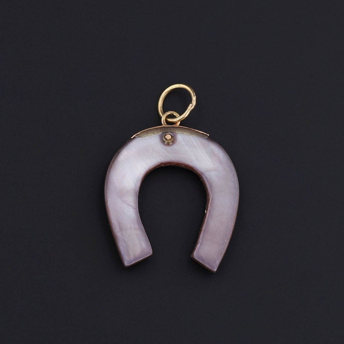 Antique Mother of Pearl Horseshoe Pendant of 18k Gold - Trademark Antiques