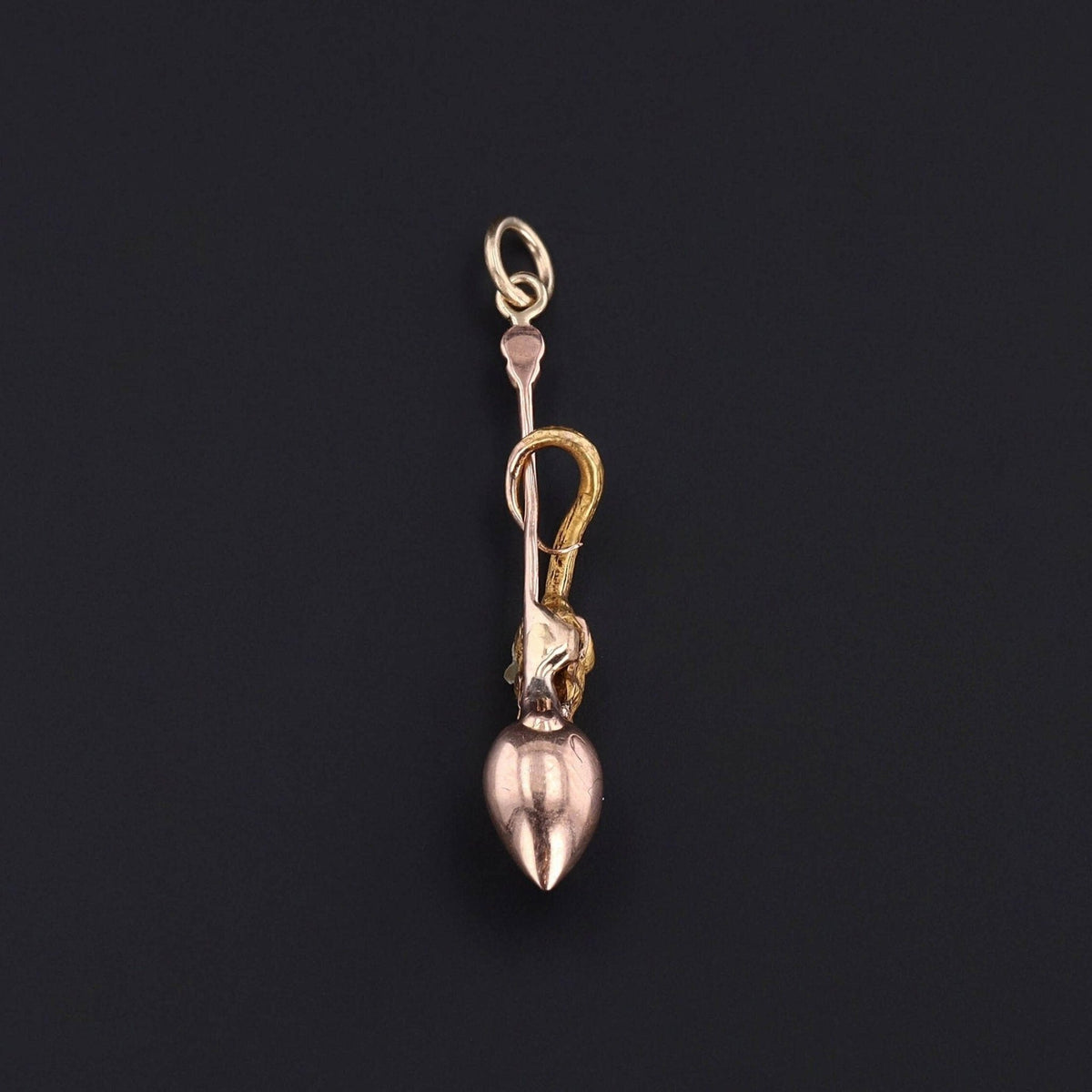 Antique Mouse on Spoon Pendant of 14k Gold - Trademark Antiques