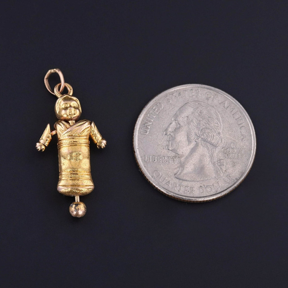 Antique Movable Baby Charm of 18k Gold - Trademark Antiques
