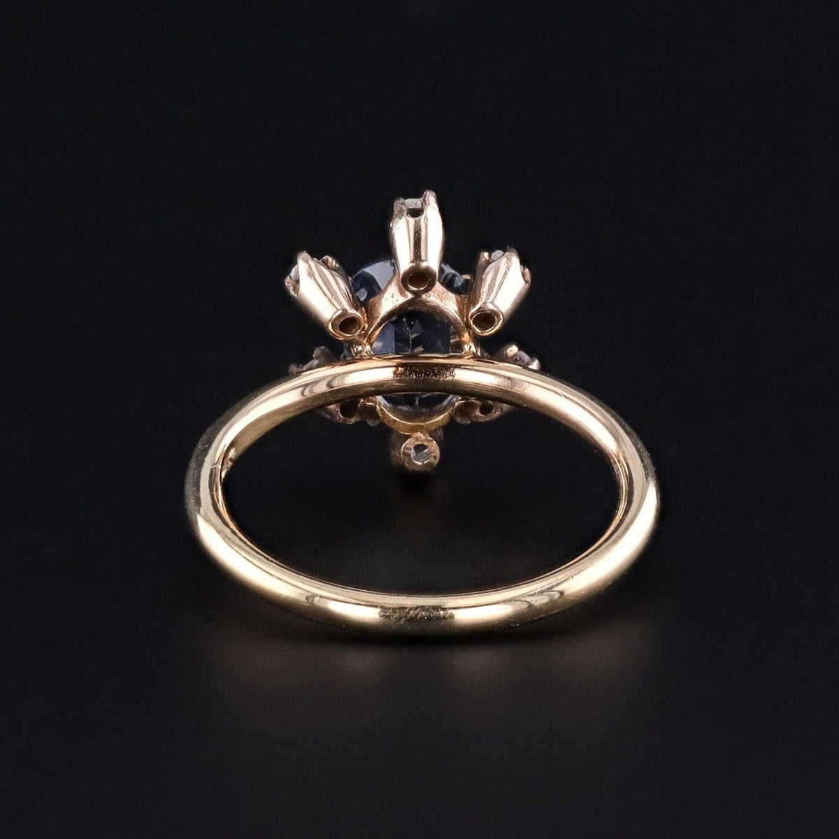 Antique Natural Sapphire and Diamond Conversion Ring of 14k Gold - Trademark Antiques