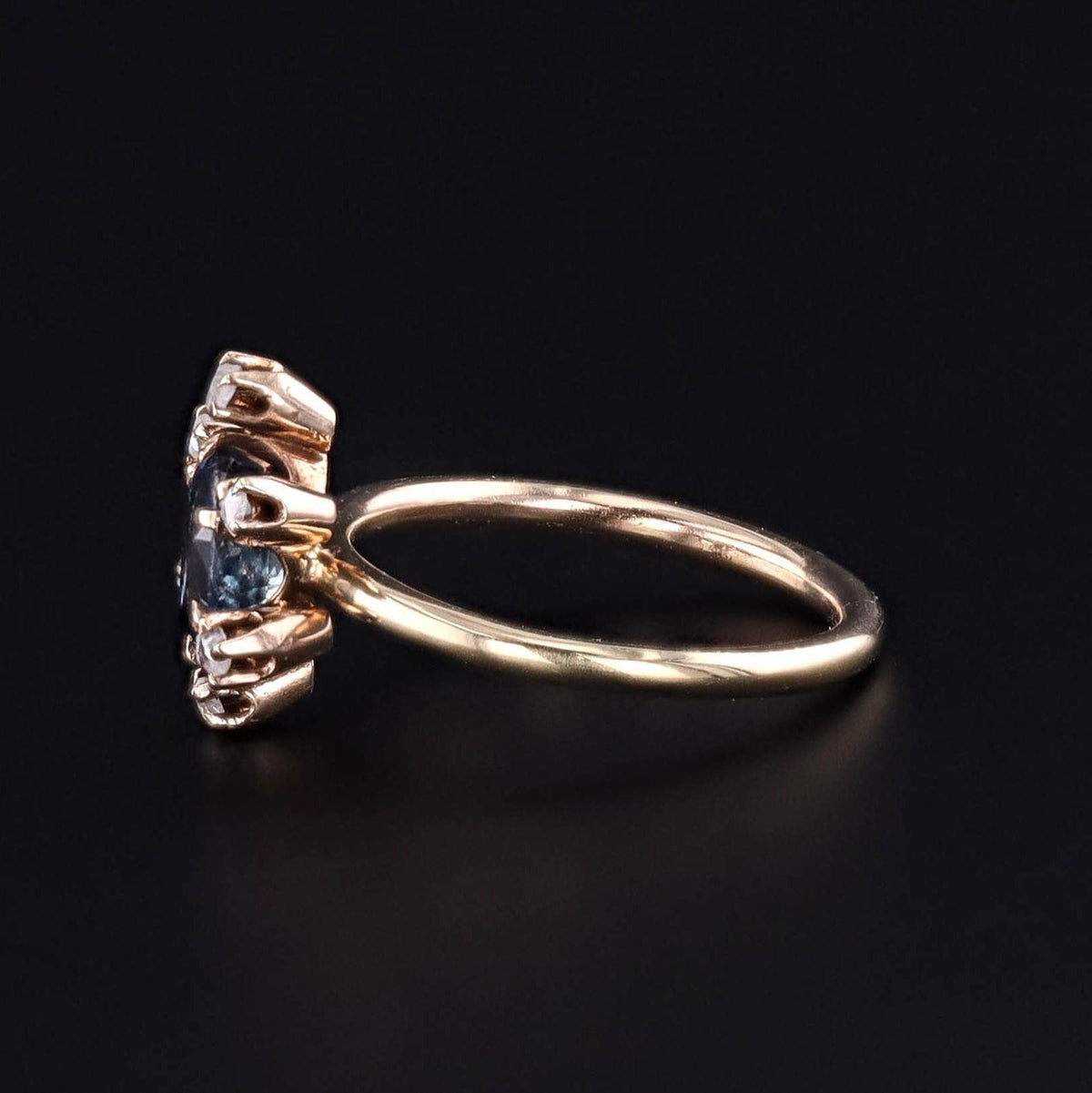 Antique Natural Sapphire and Diamond Conversion Ring of 14k Gold - Trademark Antiques