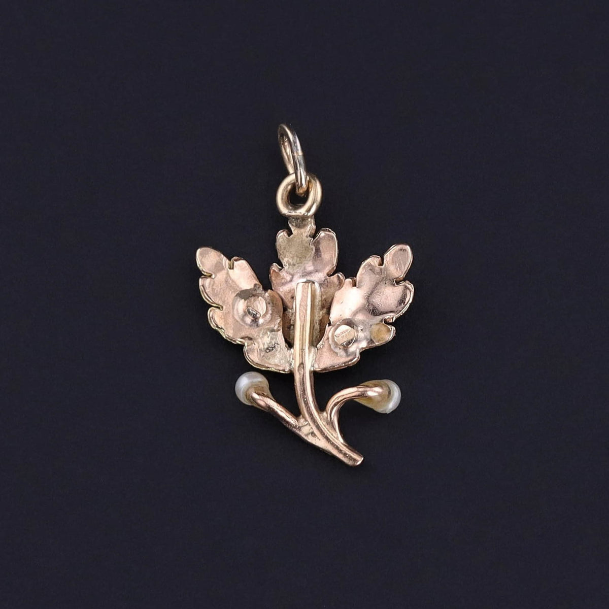 Antique Oak Leaf Charm of 14k Gold - Trademark Antiques