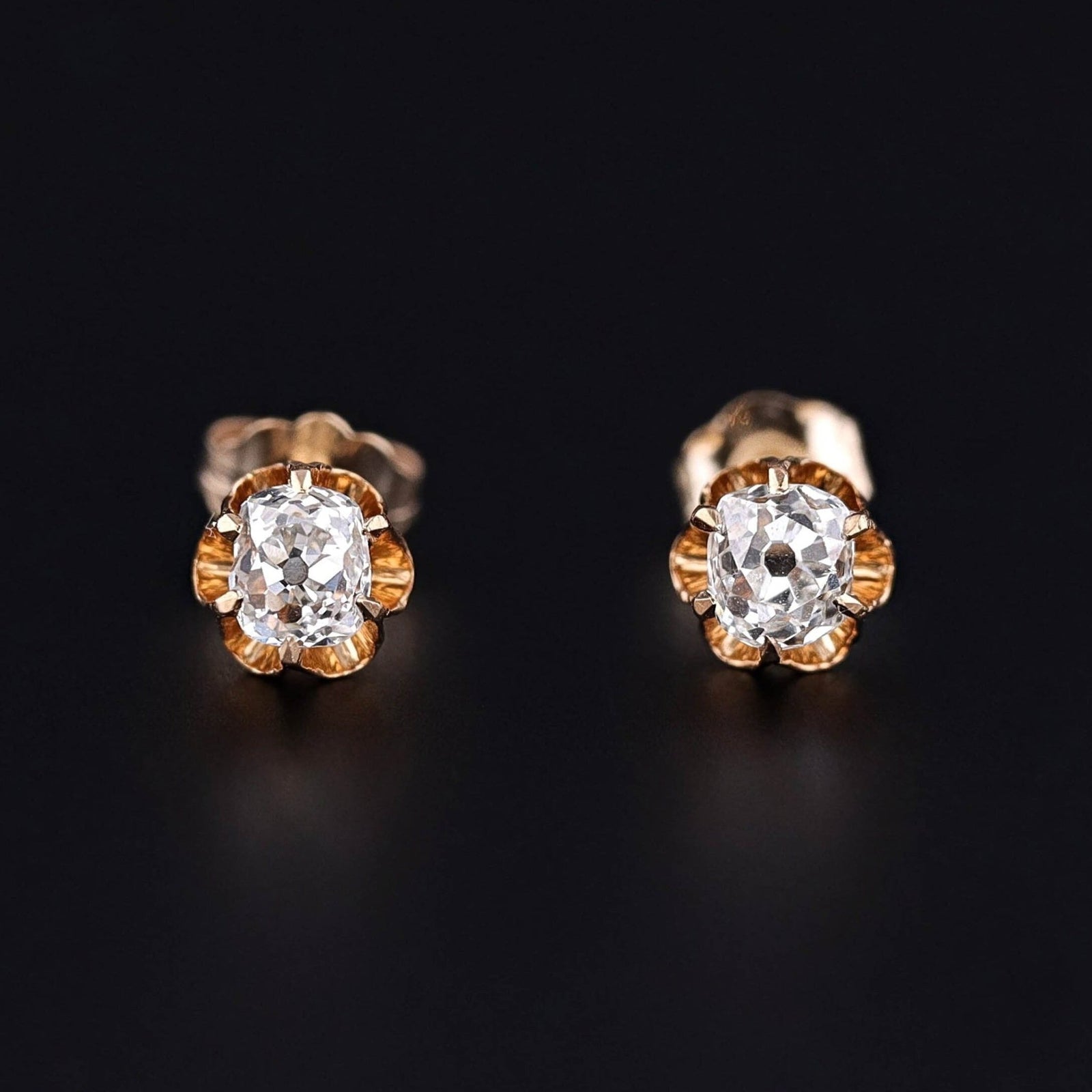 Antique Old Mine Cut Diamond Conversion Earrings - Trademark Antiques