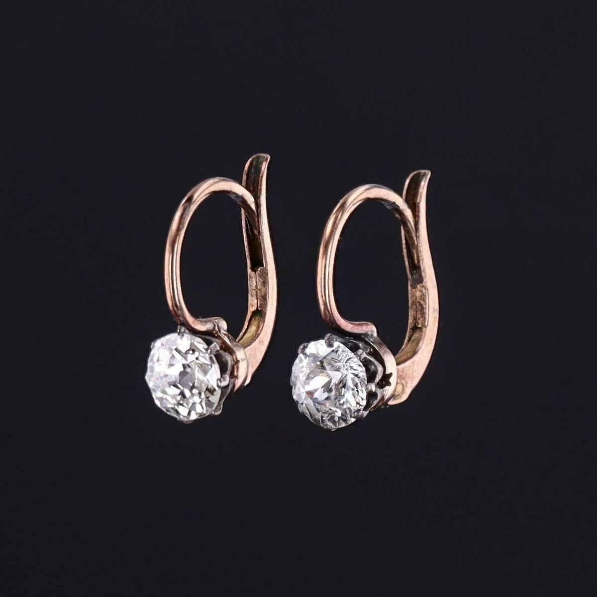 Antique Old Mine Cut Diamond Dormeuse Earrings - Trademark Antiques