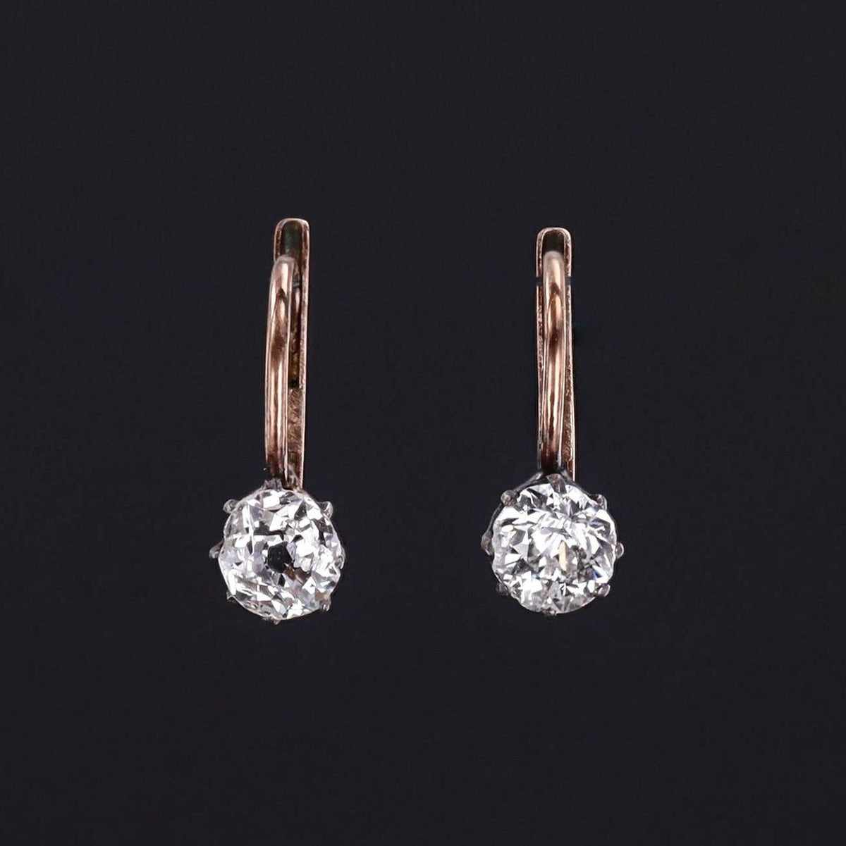 Antique Old Mine Cut Diamond Dormeuse Earrings - Trademark Antiques