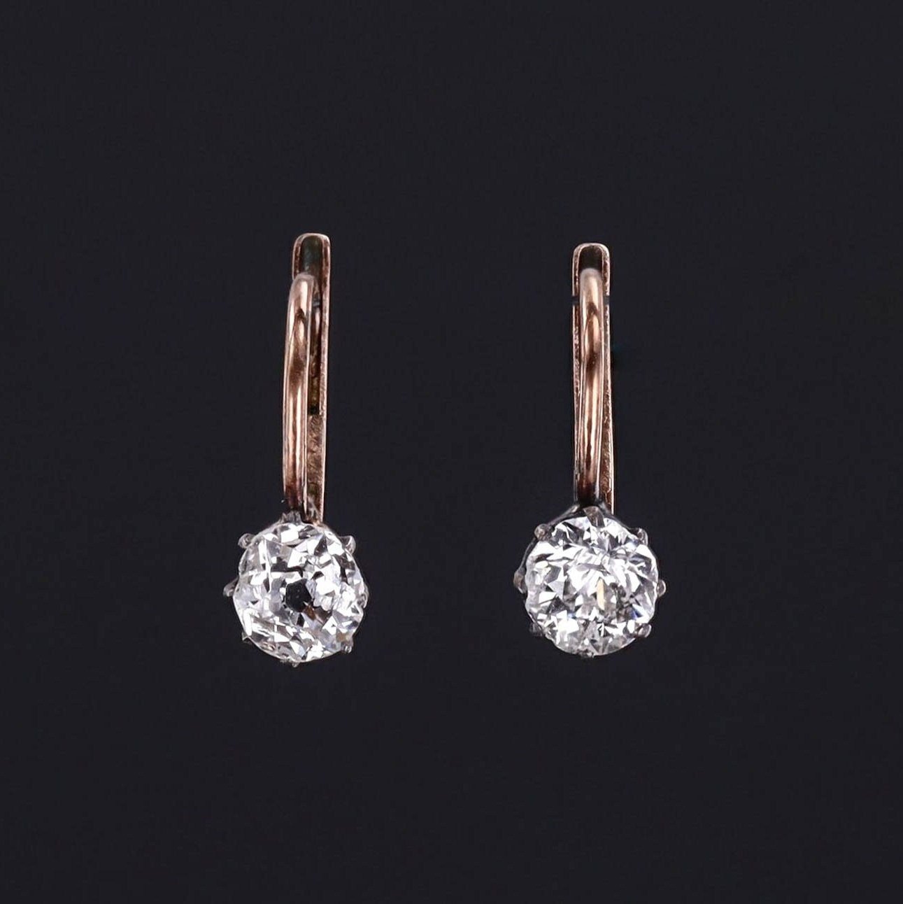 Antique Old Mine Cut Diamond Dormeuse Earrings - Trademark Antiques