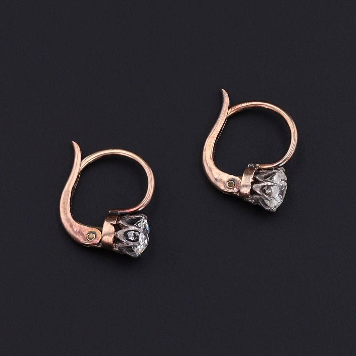 Antique Old Mine Cut Diamond Dormeuse Earrings - Trademark Antiques