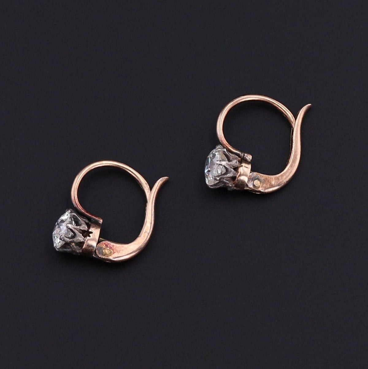 Antique Old Mine Cut Diamond Dormeuse Earrings - Trademark Antiques