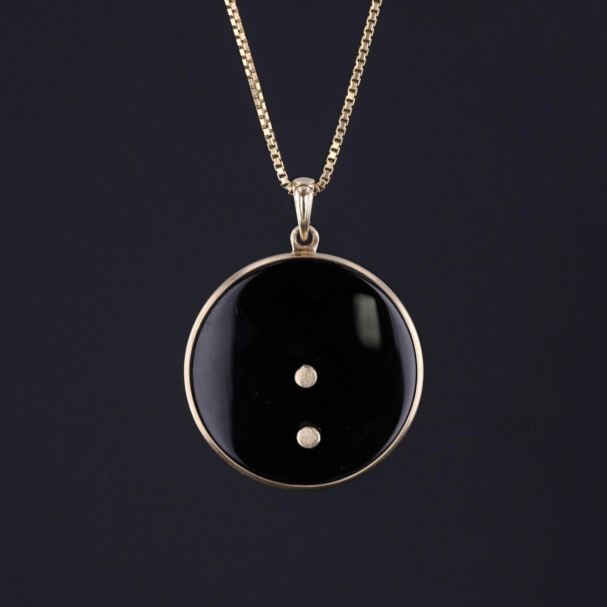 Antique Onyx and Enamel Flower Necklace of 14k Gold - Trademark Antiques