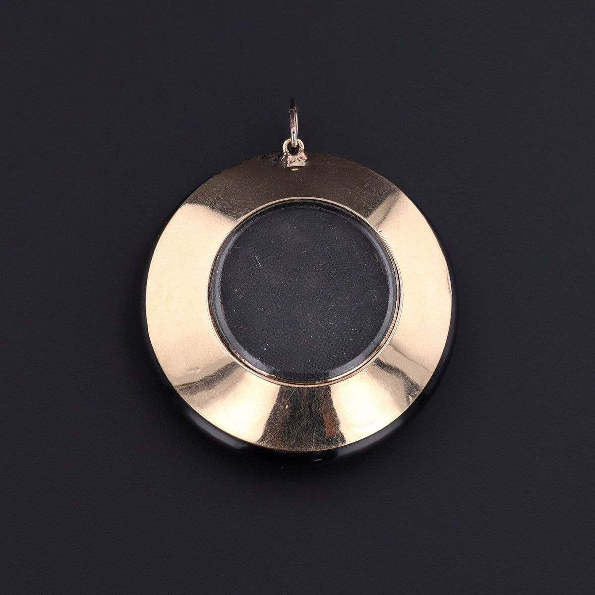 Antique Onyx and Turquoise Crescent Pendant of 14k Gold - Trademark Antiques