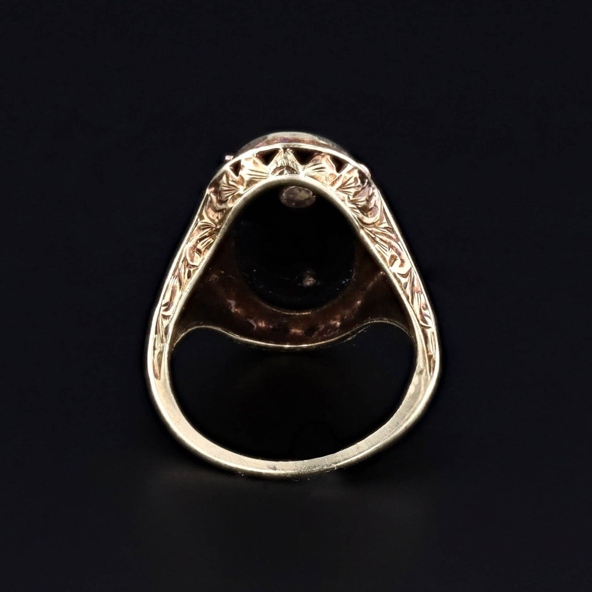 Antique Onyx &amp; Diamond Bird Conversion Ring of 14k Gold - Trademark Antiques