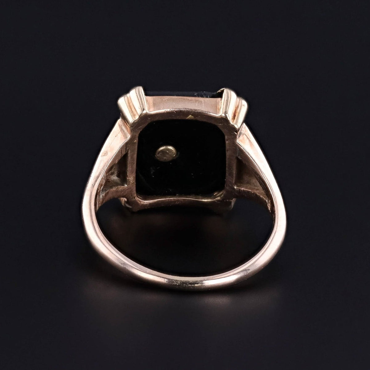 Antique Onyx Dragon Ring of 10k Gold - Trademark Antiques