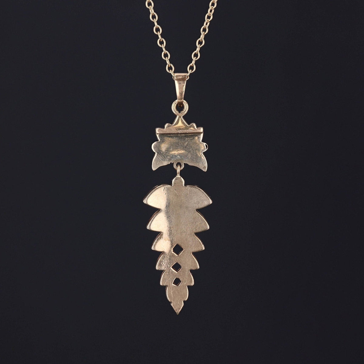 Antique Onyx Fern Pendant of 14k Gold - Trademark Antiques