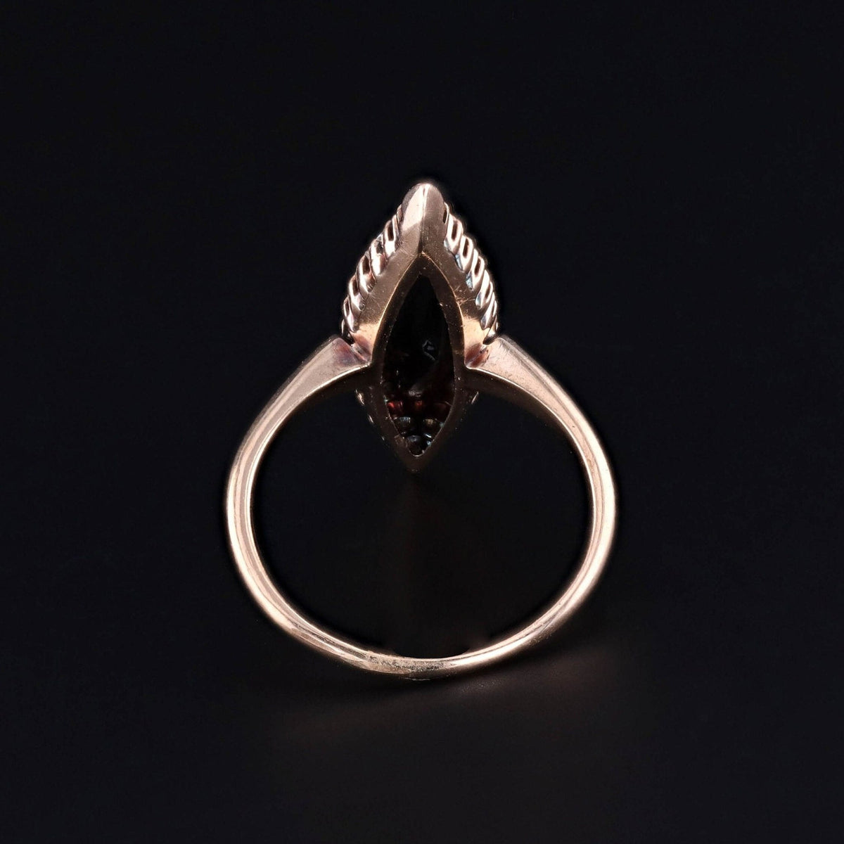 Antique Onyx Navette Ring of 9ct Gold - Trademark Antiques