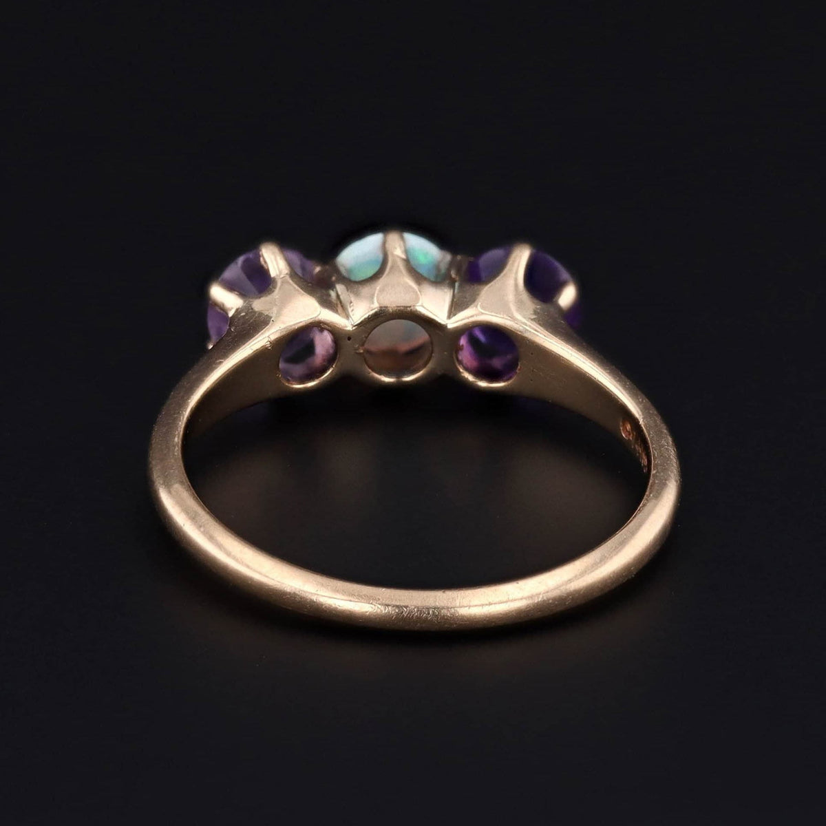 Antique Opal &amp; Amethyst Ring | 14k Gold Opal Ring - Trademark Antiques