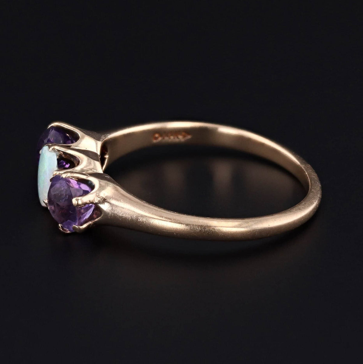 Antique Opal &amp; Amethyst Ring | 14k Gold Opal Ring - Trademark Antiques