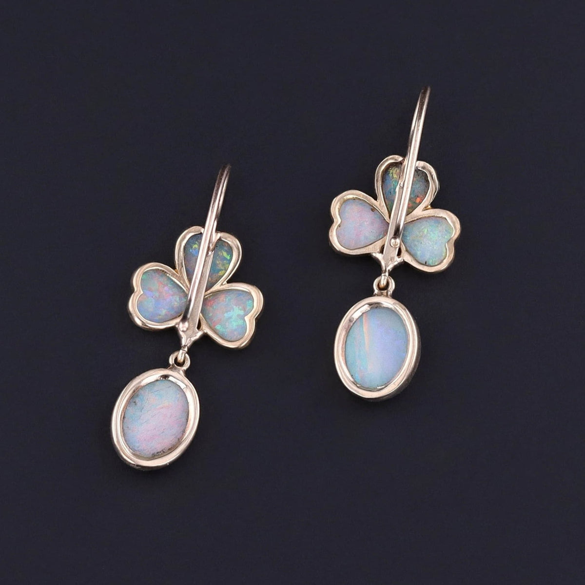 Antique Opal and Demantoid Garnet Conversion Earrings - Trademark Antiques