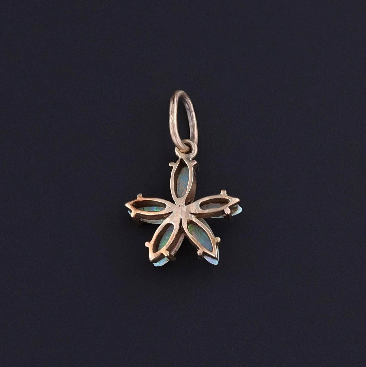 Antique Opal and Diamond Flower Charm of 14k Gold - Trademark Antiques