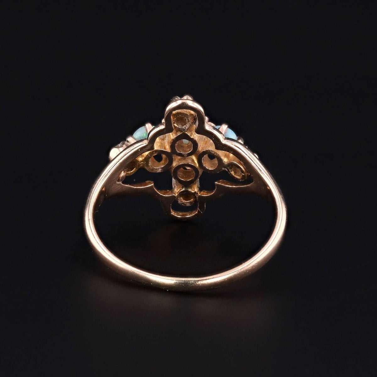 Antique Opal and Diamond Ring of 10k Gold - Trademark Antiques