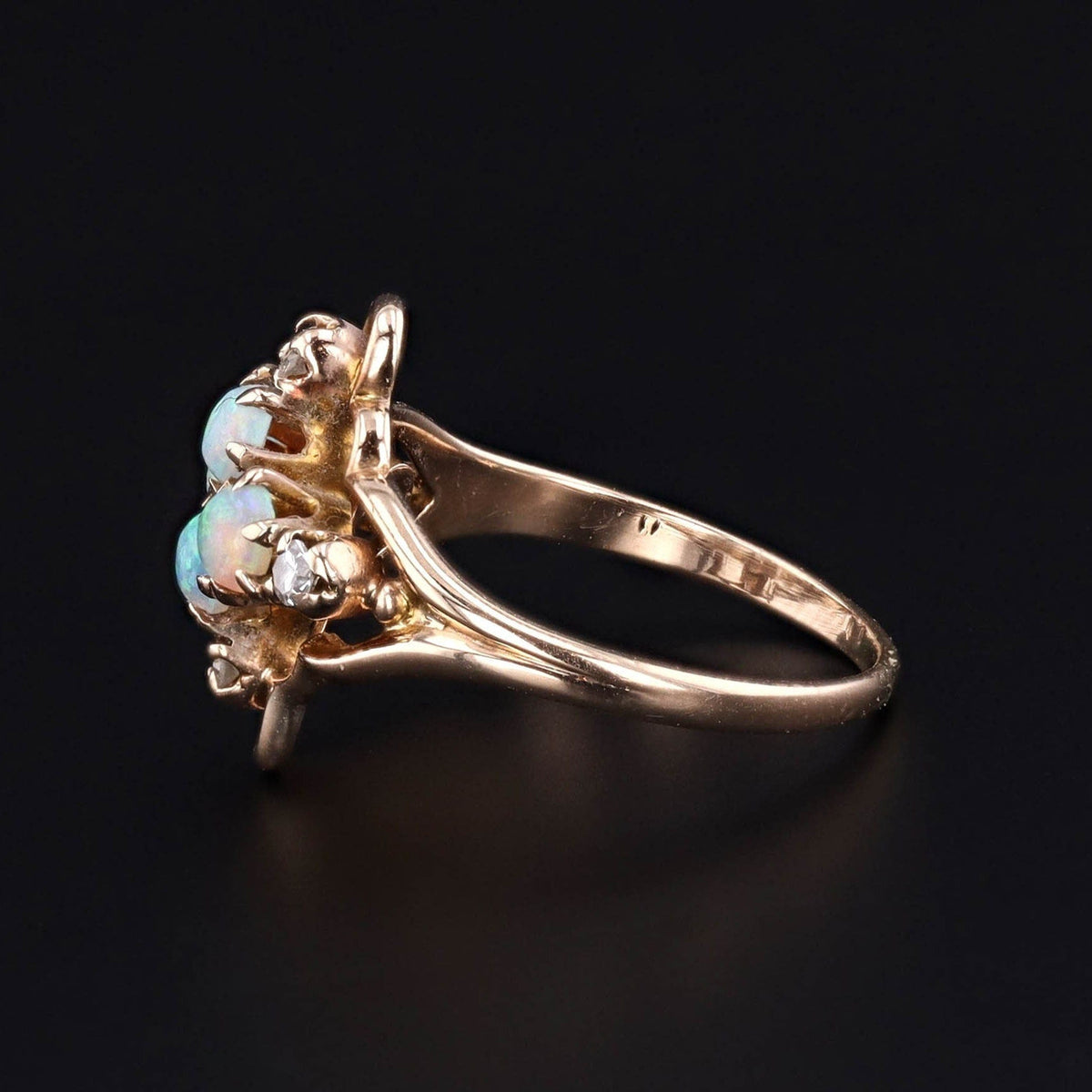 Antique Opal and Diamond Ring of 10k Gold - Trademark Antiques