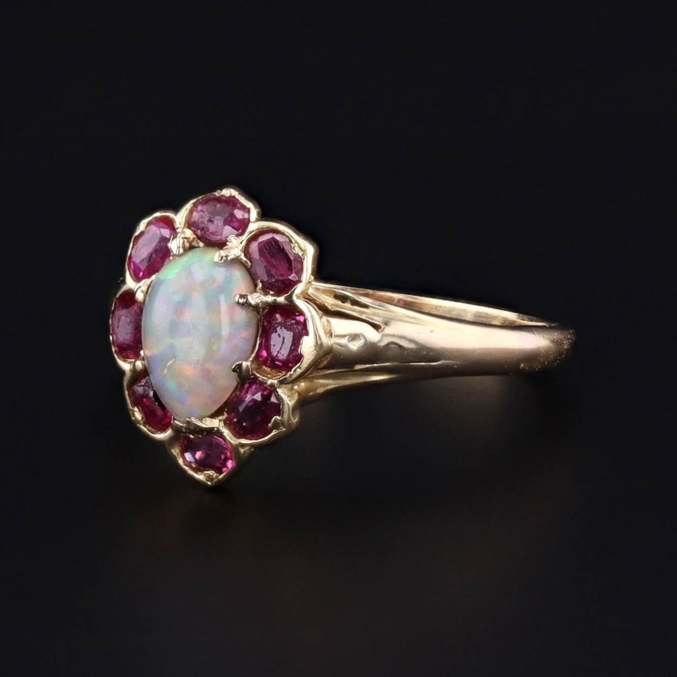 Antique Opal and Ruby Conversion Ring of 18k Gold - Trademark Antiques