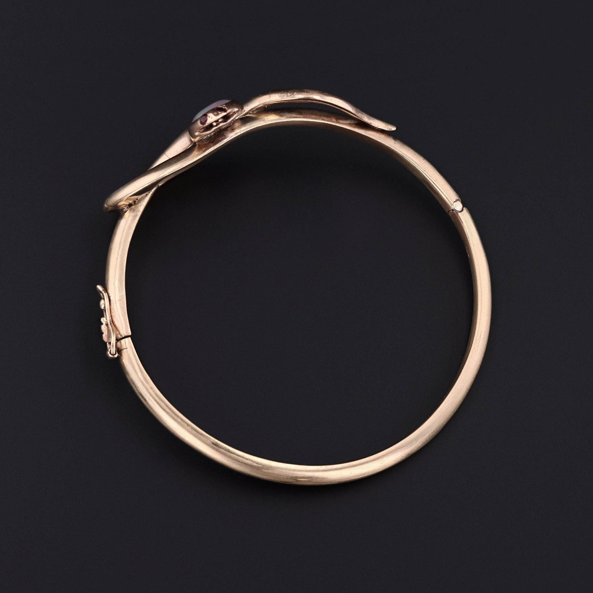 Antique Opal and Ruby Snake Bangle Bracelet of 14k Gold - Trademark Antiques