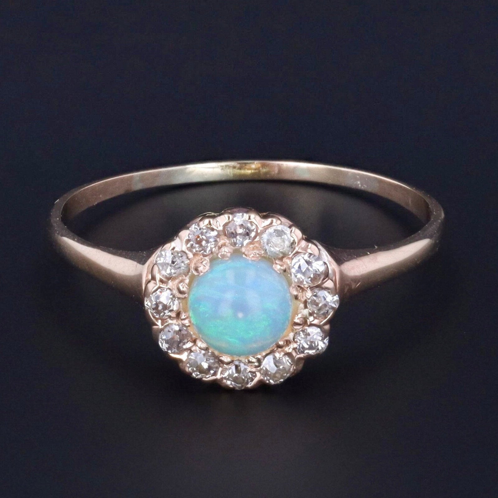 Antique Opal &amp; Diamond Ring | Opal Ring - Trademark Antiques
