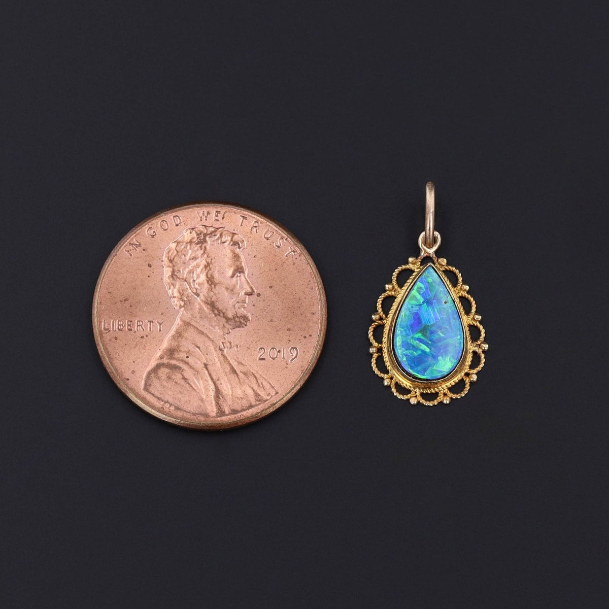 Antique Opal Doublet Conversion Charm of 14k Gold - Trademark Antiques
