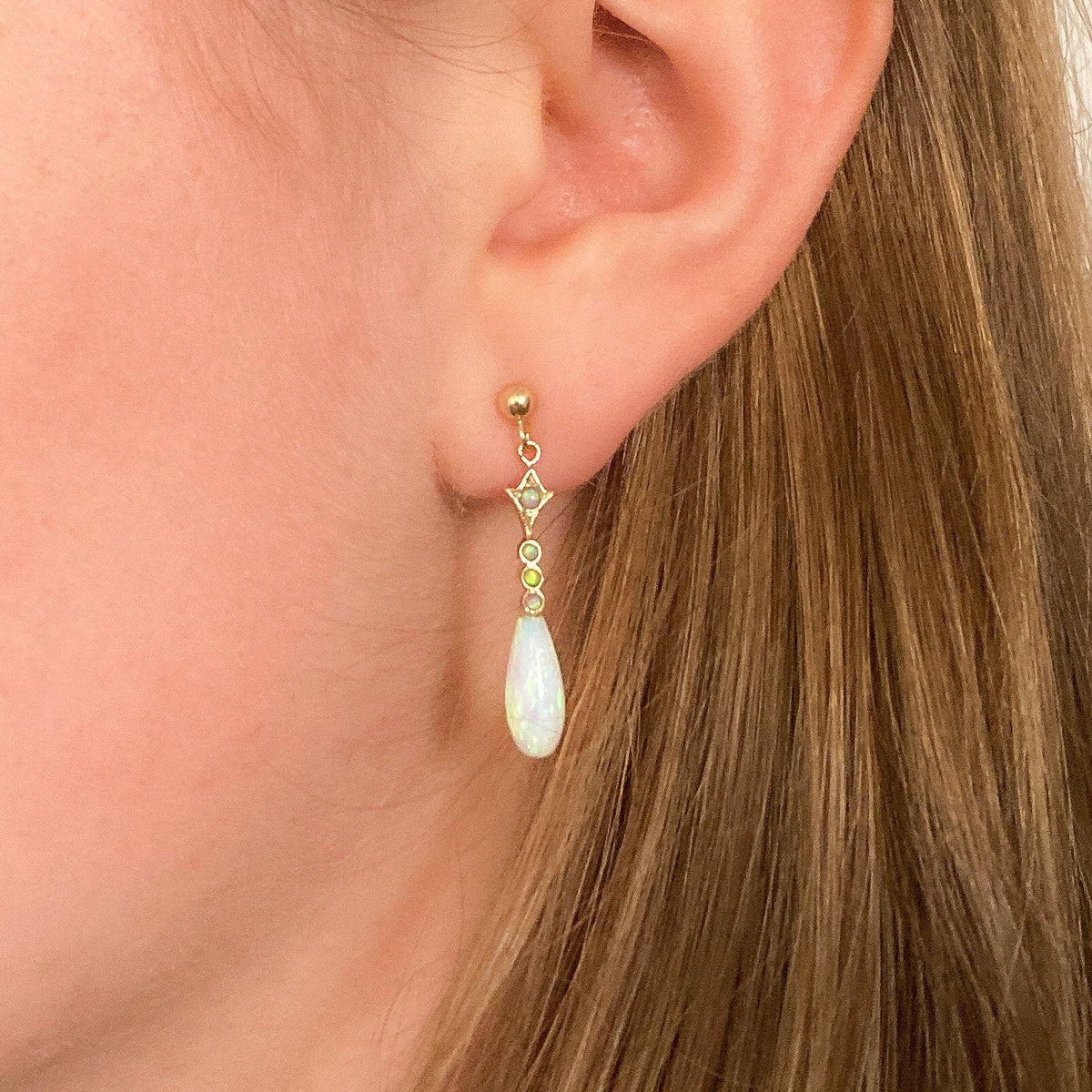 Antique Opal Earrings of 9k gold - Trademark Antiques