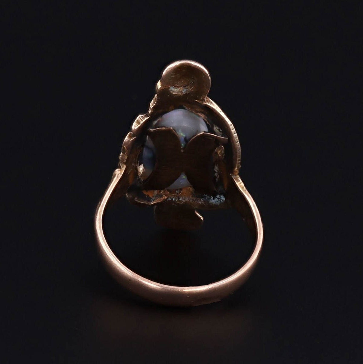Antique Opal Ring | 10k Gold &amp; Semi - Black Opal Ring - Trademark Antiques