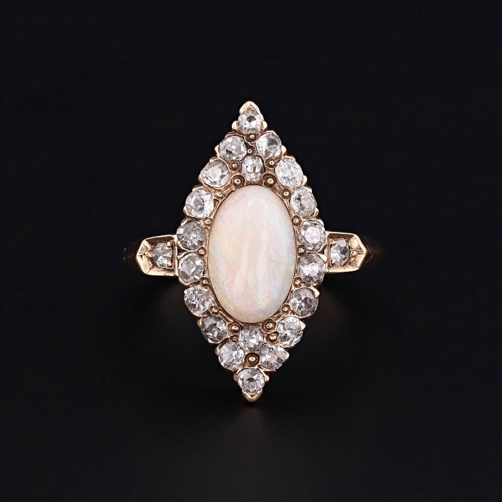 Antique Opal Ring | Opal & Diamond Ring - Trademark Antiques