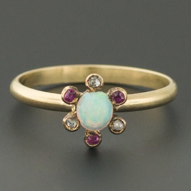 Antique Opal Ring | Opal Halo Ring - Trademark Antiques