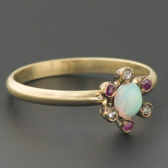 Antique Opal Ring | Opal Halo Ring - Trademark Antiques