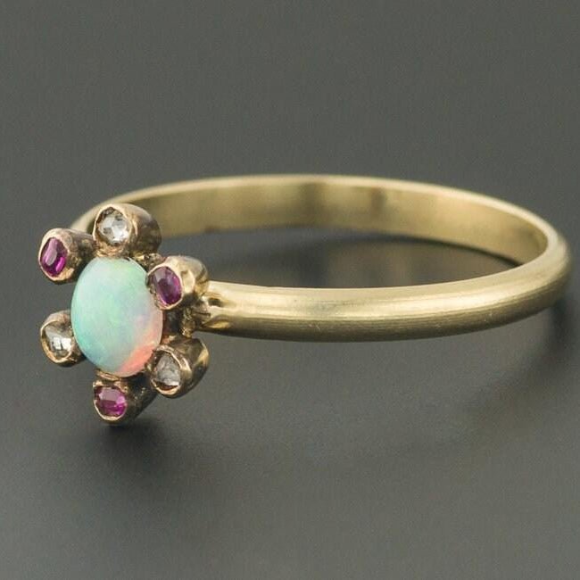 Antique Opal Ring | Opal Halo Ring - Trademark Antiques