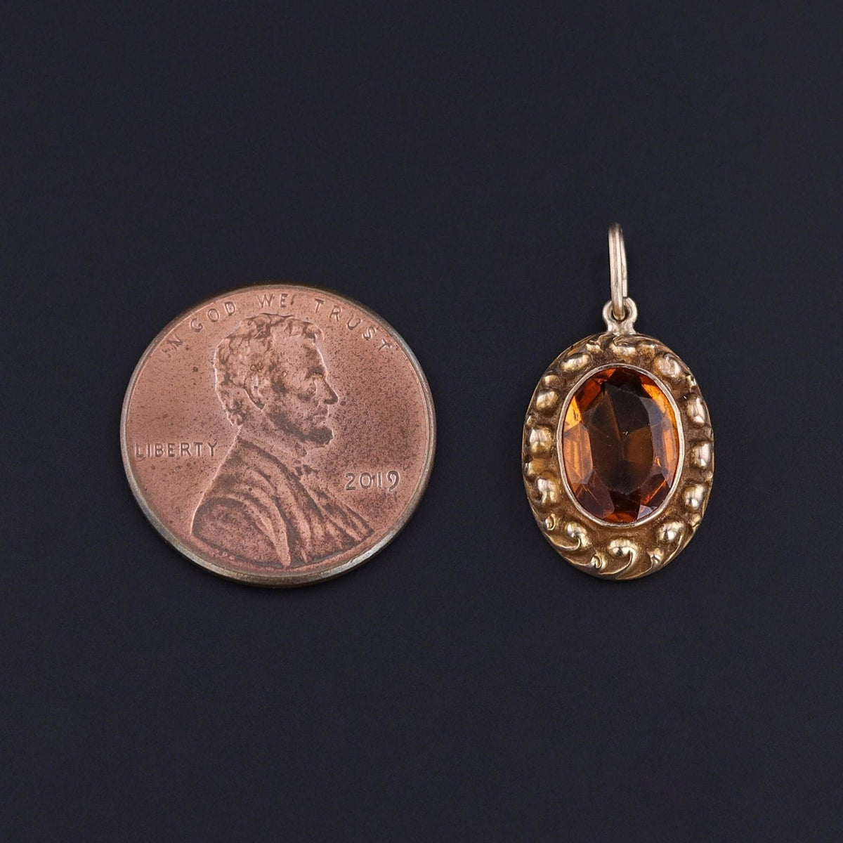 Antique Orange Paste Charm of 10k Gold - Trademark Antiques