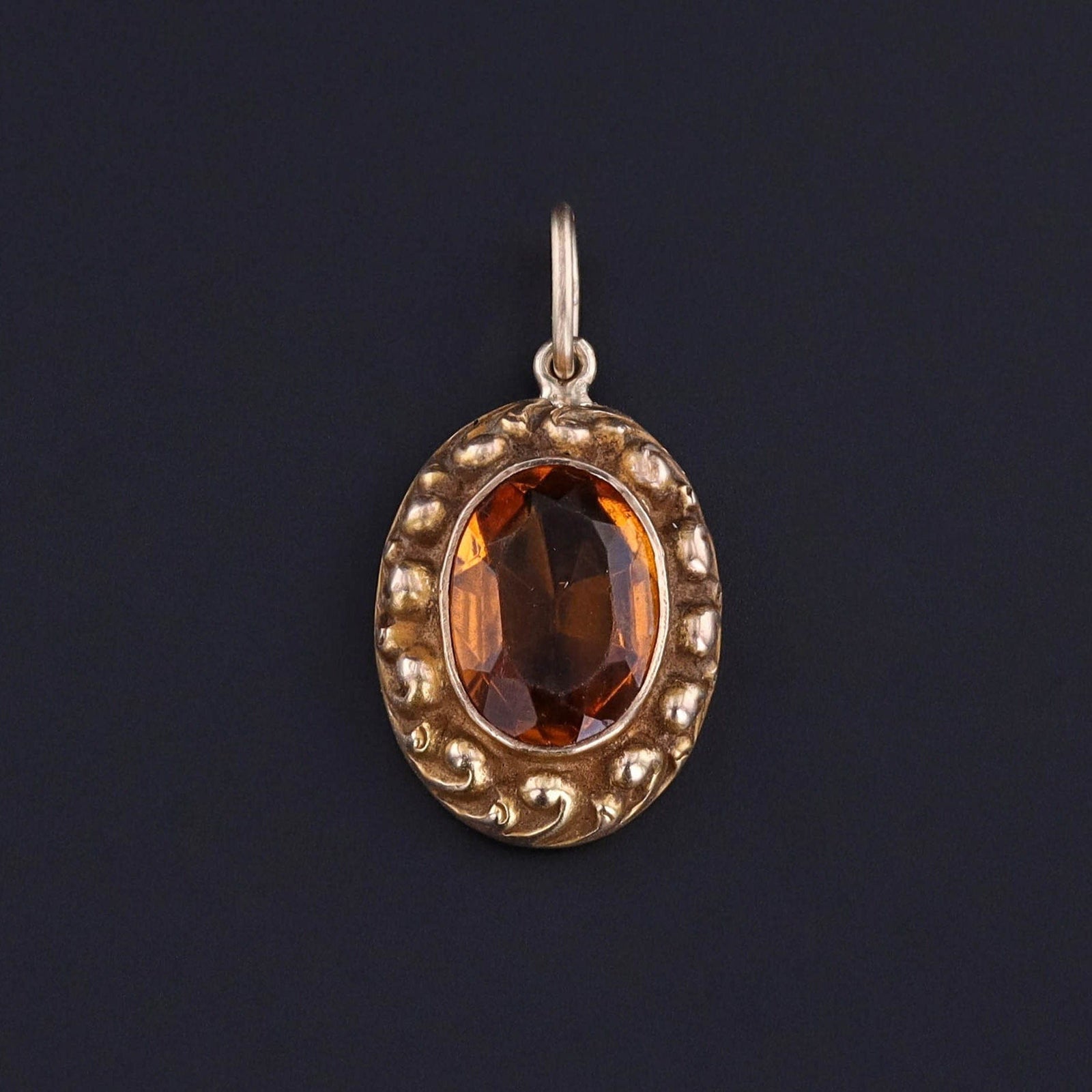 Antique Orange Paste Charm of 10k Gold - Trademark Antiques
