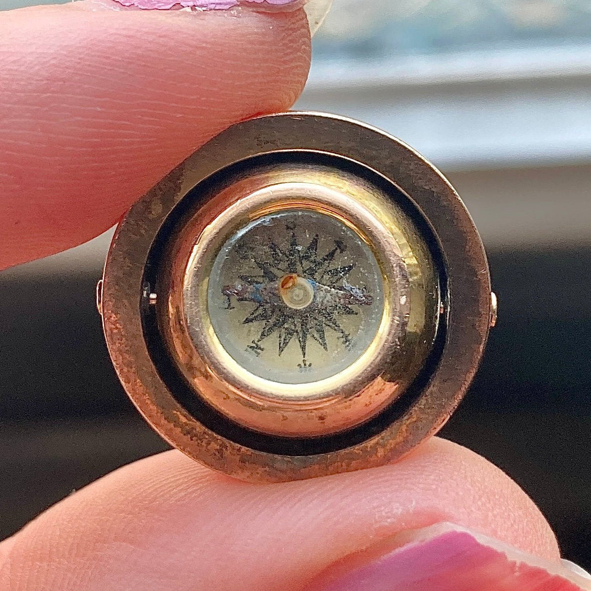 Antique Orb Compass Pendant of 14k Gold - Trademark Antiques