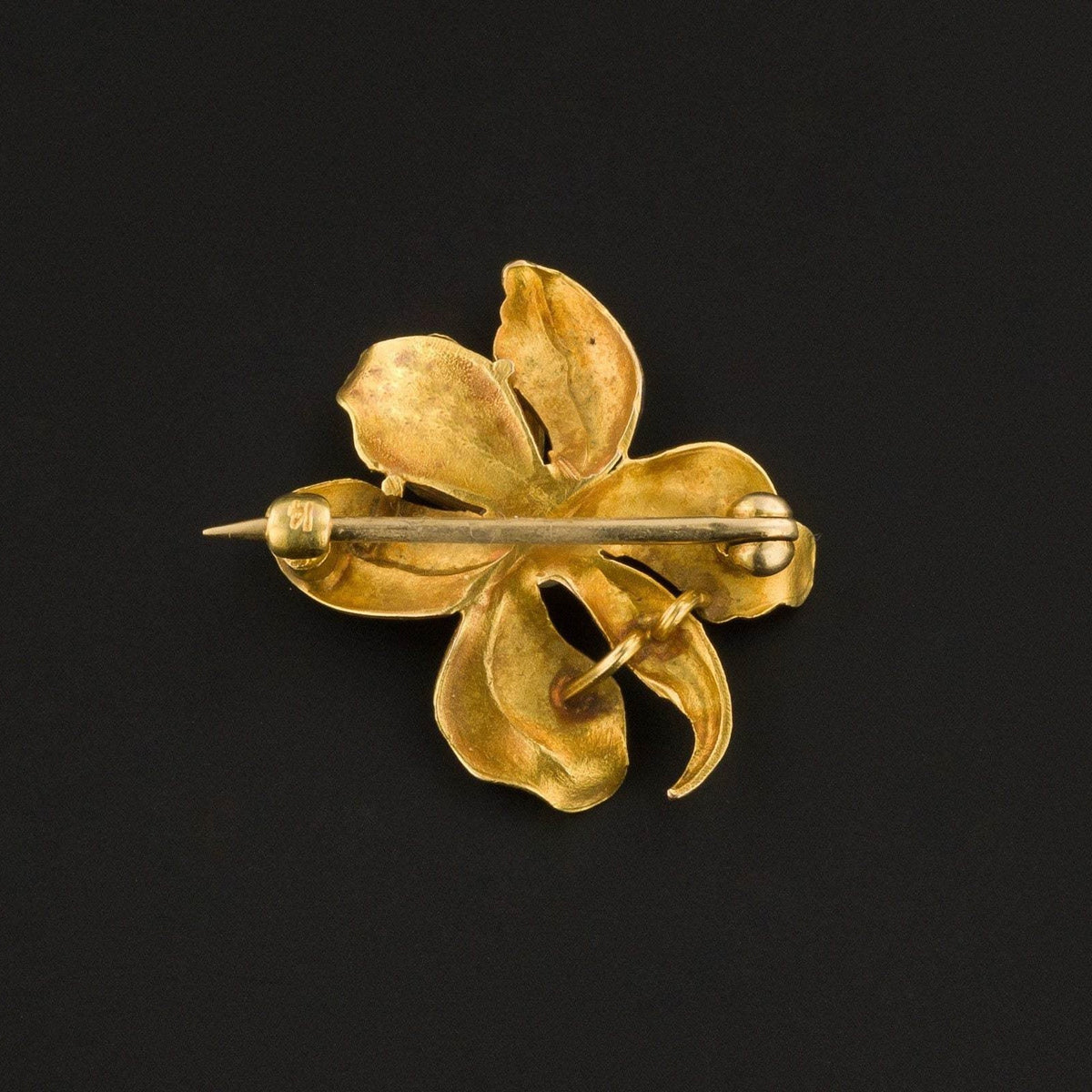 Antique Orchid Brooch | Enamel Flower Brooch - Trademark Antiques