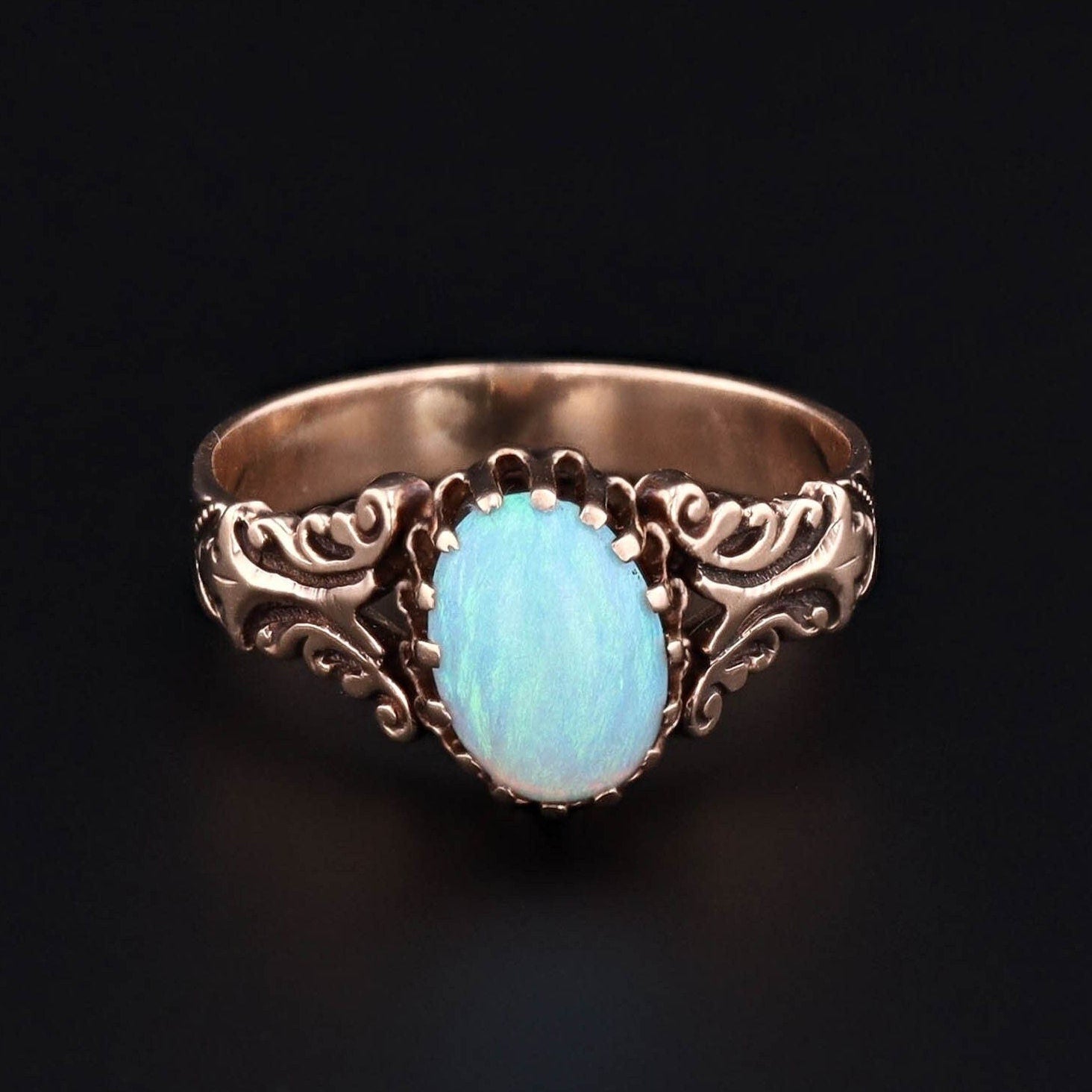Antique Oval Opal Ring of 10k Gold - Trademark Antiques