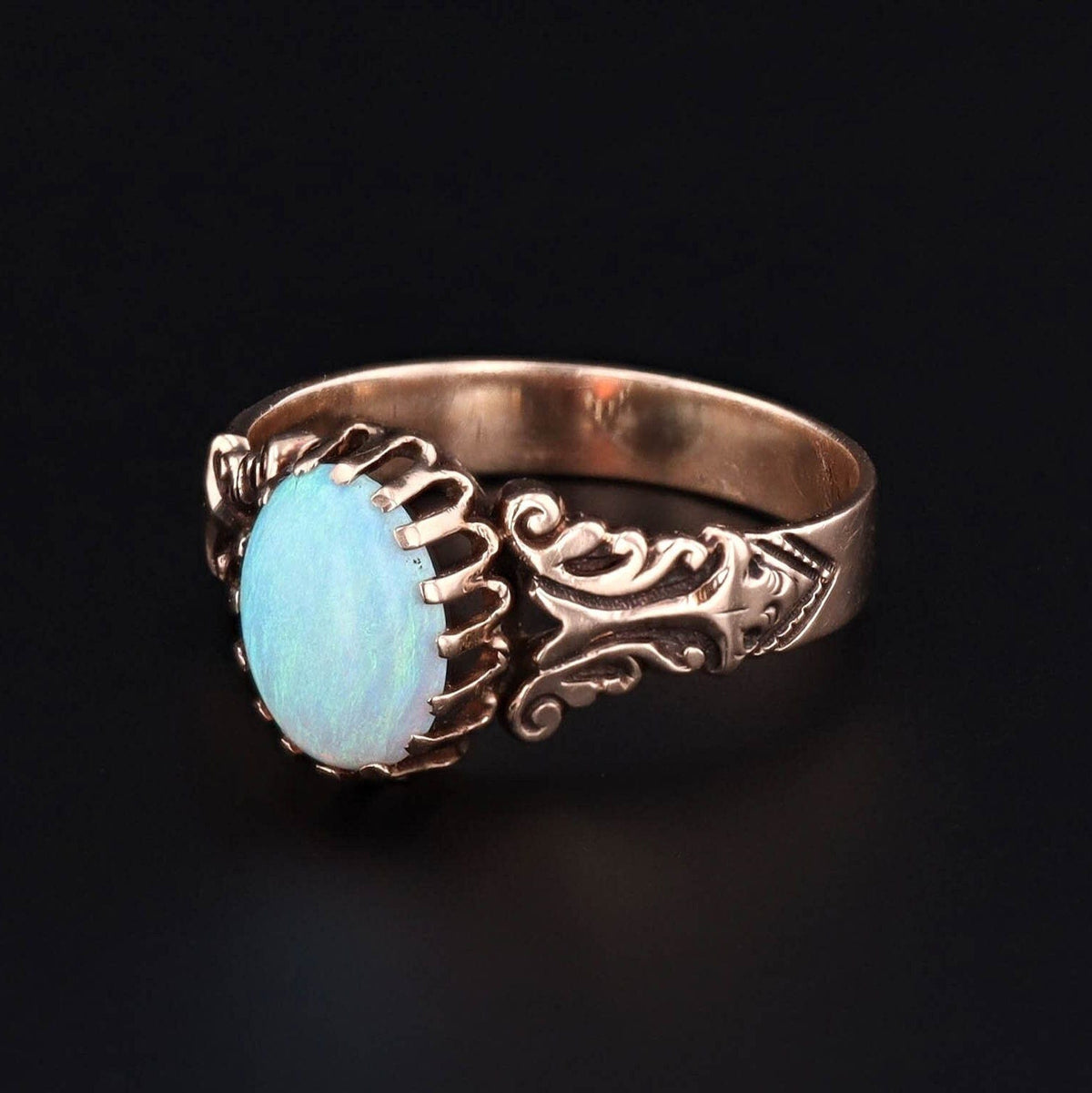 Antique Oval Opal Ring of 10k Gold - Trademark Antiques